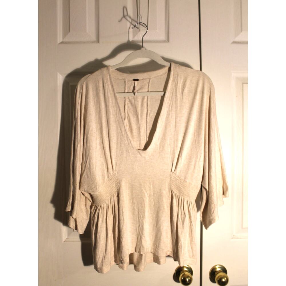 Free People Oatmeal V-Neck Dolman Sleeve Top sz S - Picture 2 of 5